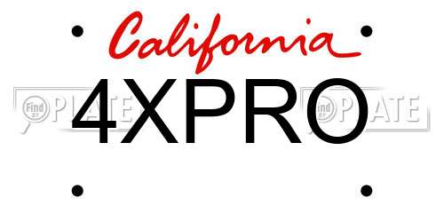 4XPRO California License Plate