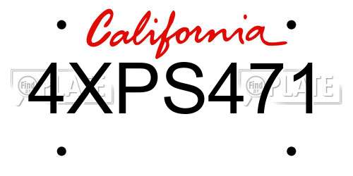 4XPS471 California License Plate