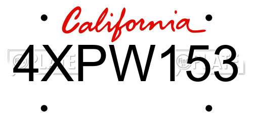 4XPW153 California License Plate