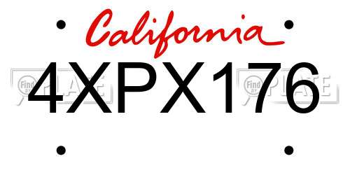 4XPX176 California License Plate