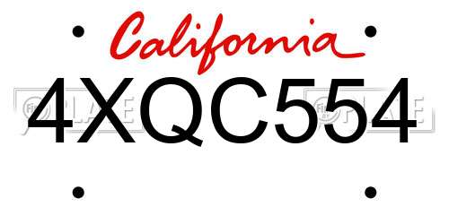 4XQC554 California License Plate