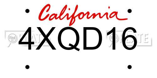 4XQD16 California License Plate