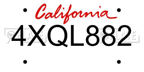 4XQL882 California License Plate