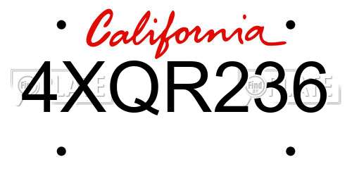 4XQR236 California License Plate