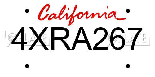 4XRA267 California License Plate