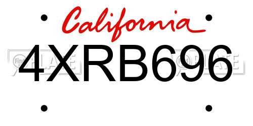 4XRB696 California License Plate
