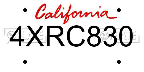 4XRC830 California License Plate