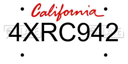 4XRC942 California License Plate