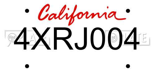 4XRJ004 California License Plate