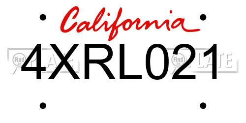 4XRL021 California License Plate