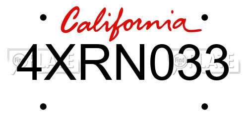 4XRN033 California License Plate