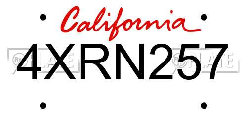 4XRN257 California License Plate