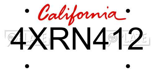 4XRN412 California License Plate