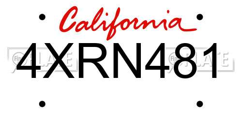 4XRN481 California License Plate