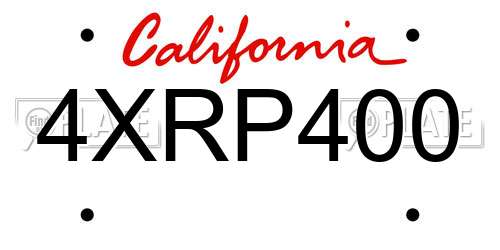4XRP400 California License Plate