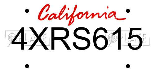 4XRS615 California License Plate