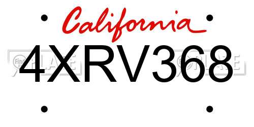 4XRV368 California License Plate