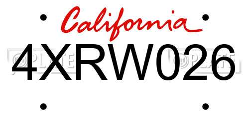 4XRW026 California License Plate