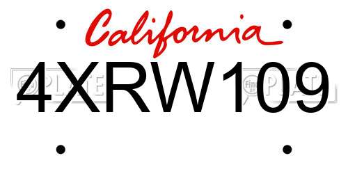 4XRW109 California License Plate