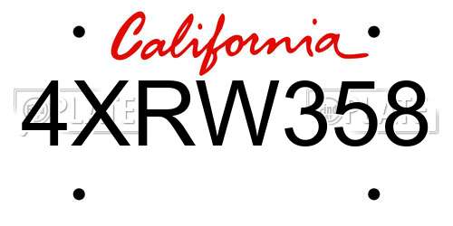 4XRW358 California License Plate