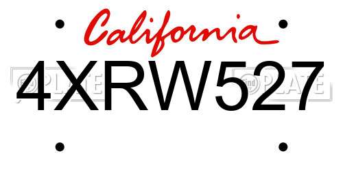 4XRW527 California License Plate