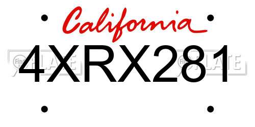 4XRX281 California License Plate