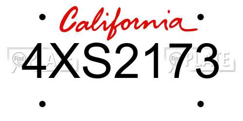 4XS2173 California License Plate
