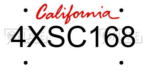 4XSC168 California License Plate