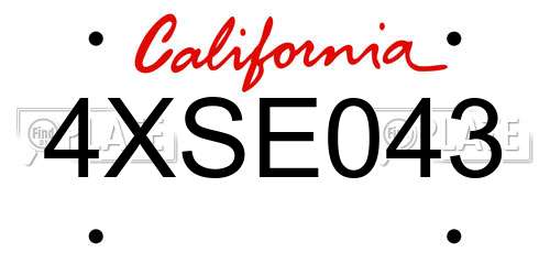 4XSE043 California License Plate