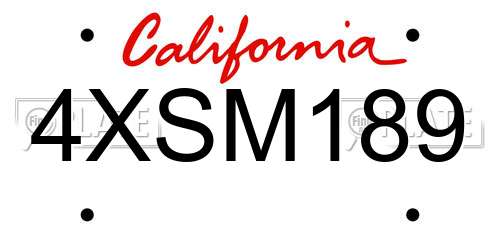 4XSM189 California License Plate