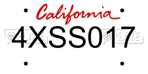 4XSS017 California License Plate