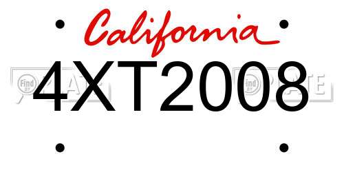 4XT2008 California License Plate