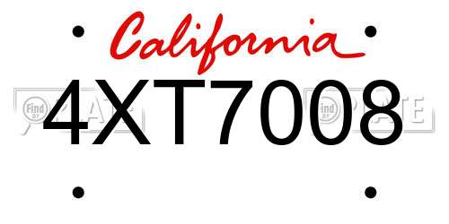 4XT7008 California License Plate