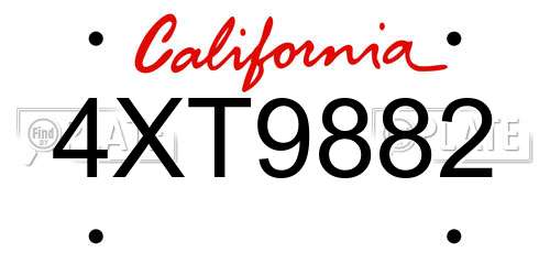 4XT9882 California License Plate