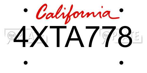 4XTA778 California License Plate