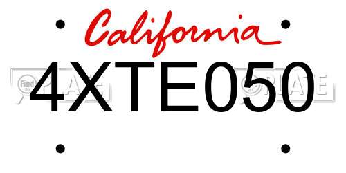 4XTE050 California License Plate