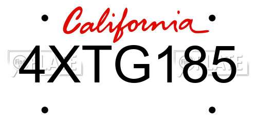 4XTG185 California License Plate