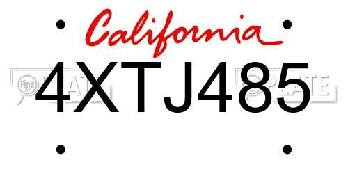 4XTJ485 California License Plate