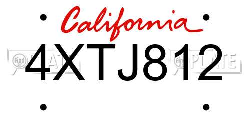 4XTJ812 California License Plate