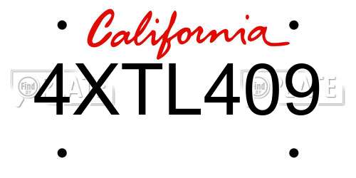 4XTL409 California License Plate
