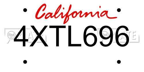 4XTL696 California License Plate