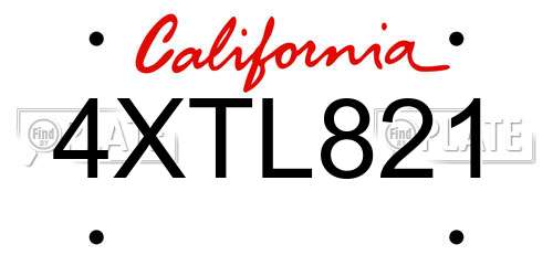 4XTL821 California License Plate