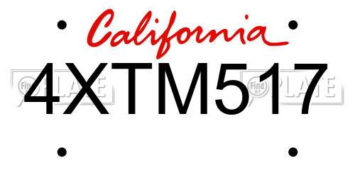 4XTM517 California License Plate