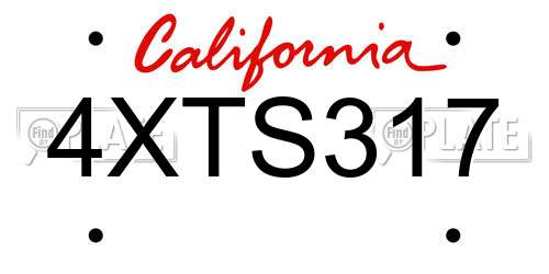 4XTS317 California License Plate