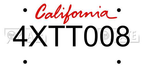 4XTT008 California License Plate