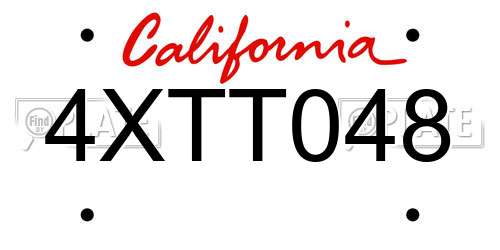 4XTT048 California License Plate