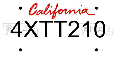 4XTT210 California License Plate