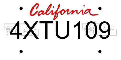4XTU109 California License Plate