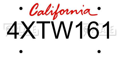 4XTW161 California License Plate
