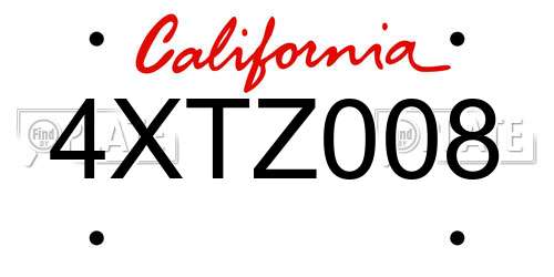 4XTZ008 California License Plate
